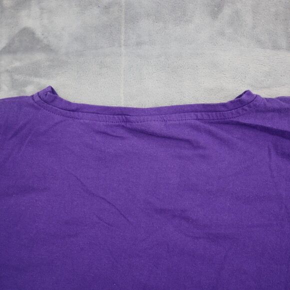 Moda Bazaar Shirt Womens One Size Purple Floral Round Neck Short Sleeve Tee - Picture 12 of 16